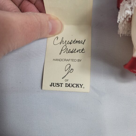 1983 Just Ducky "A Christmas Present by Jo Porcelain Duck Doll with Clothing NEW - Picture 6 of 13